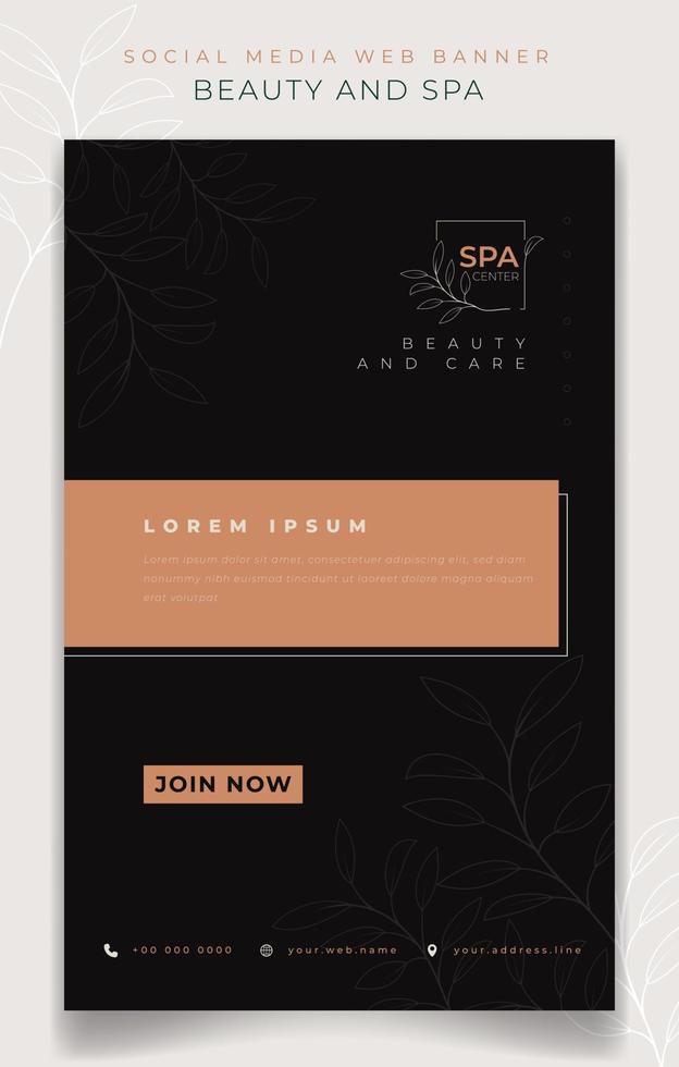 Portrait Banner template in black background for spa and beauty care advertisement design vector