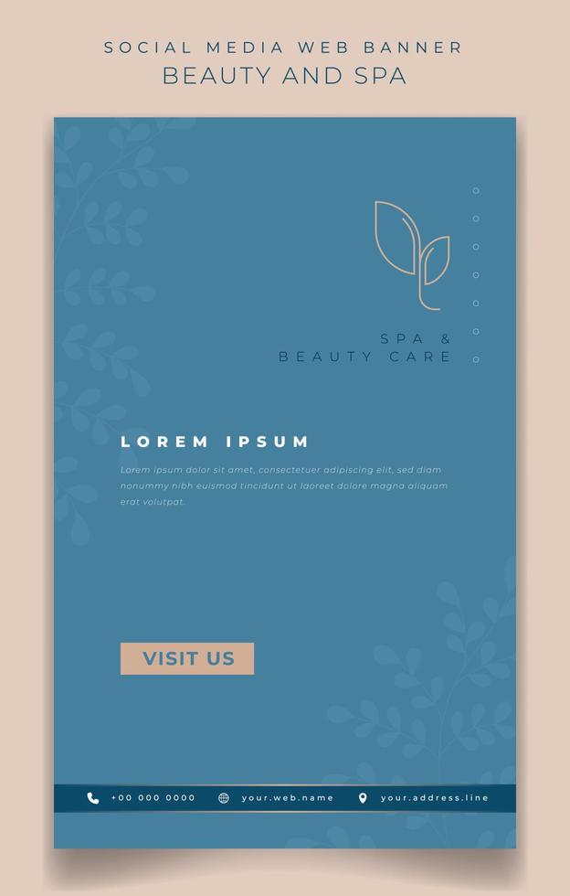 Portrait banner design in feminine blue background design for beauty care advertising design vector