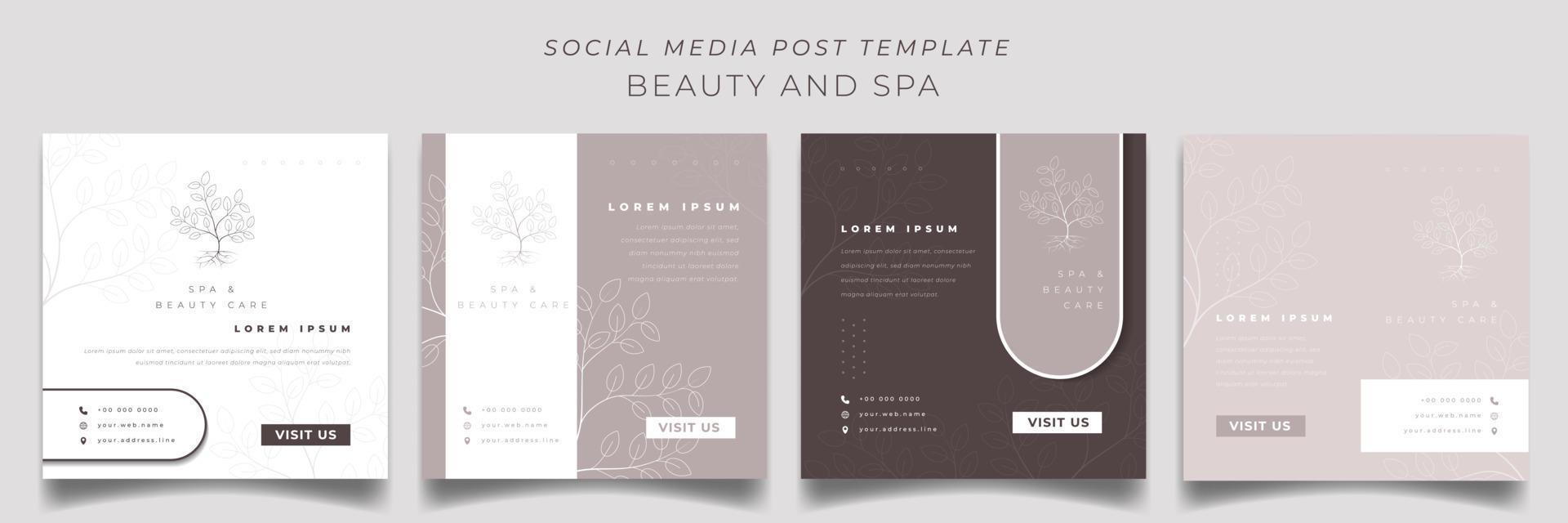 Set of social media post template in square background with luxury design for online advertisement vector