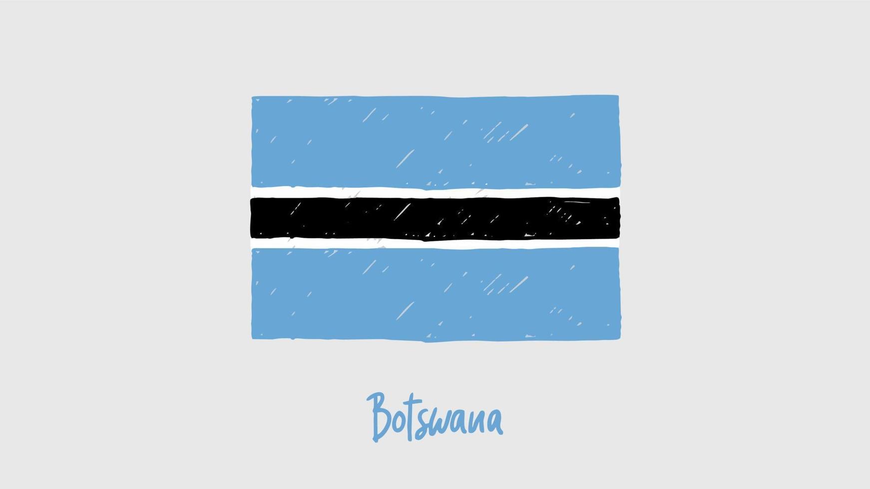 marcador de bandera de botswana o vector de ilustración de dibujo a lápiz