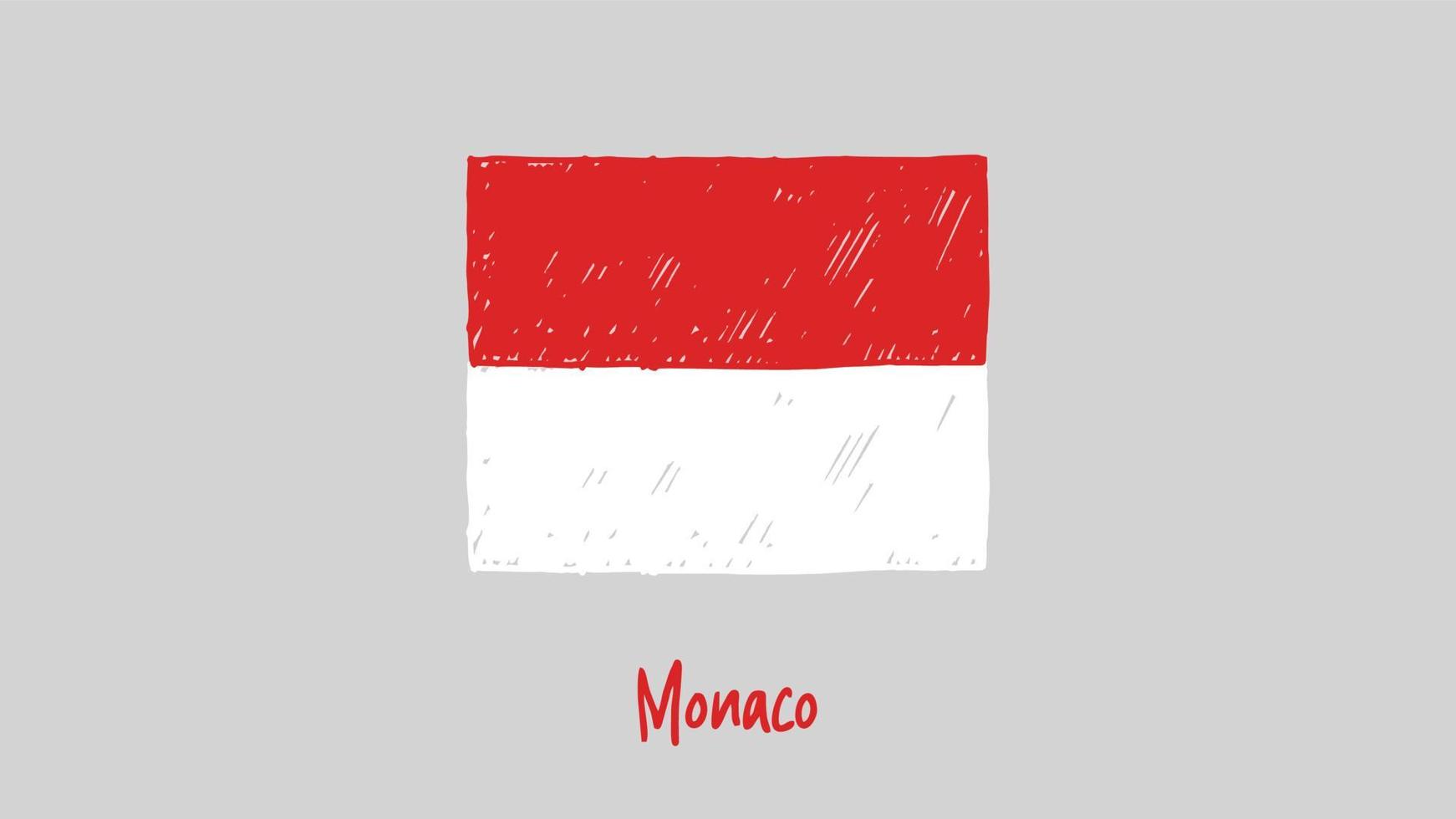 Monaco Flag Marker or Pencil Sketch Illustration Vector