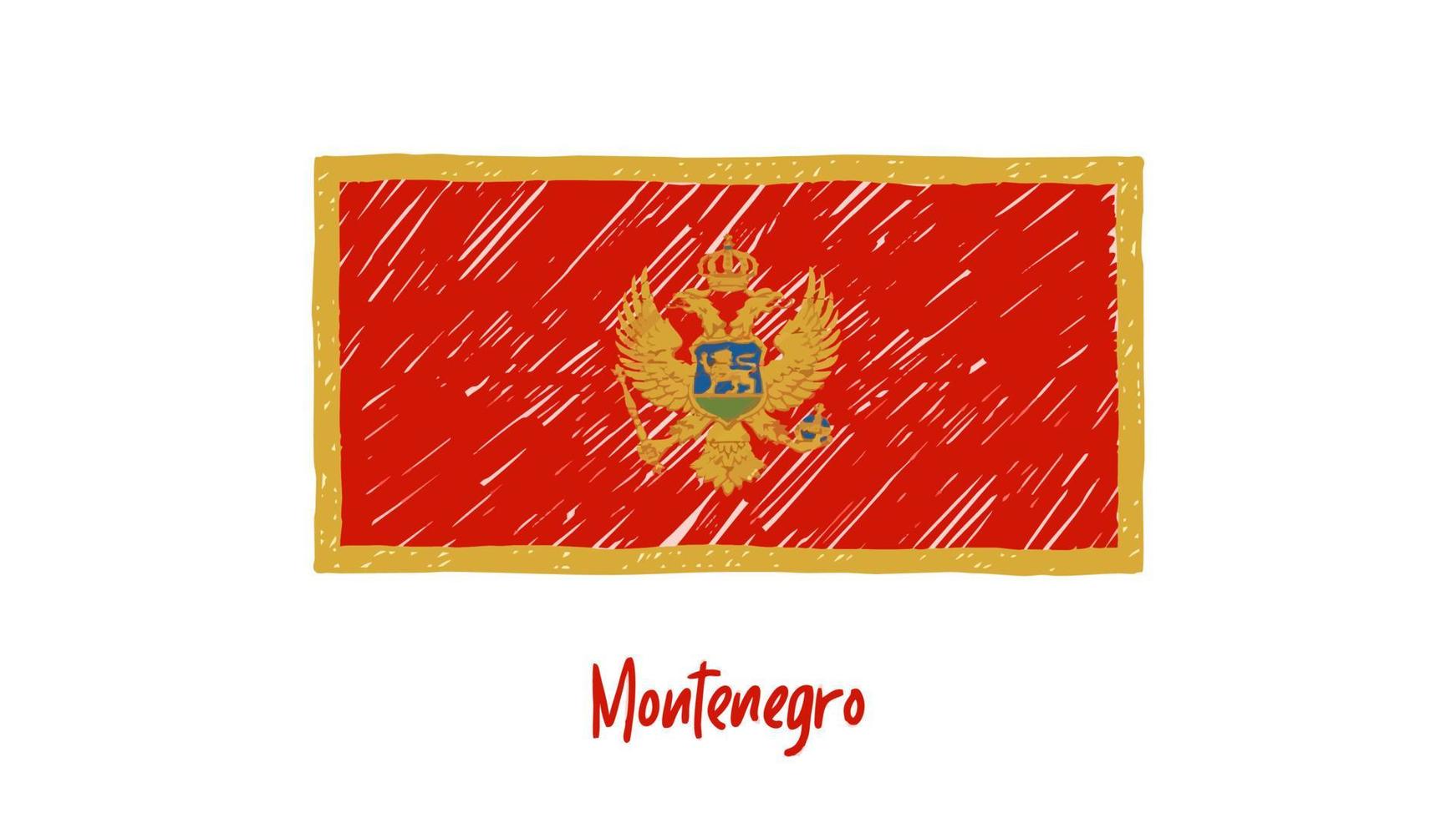 Montenegro Flag Marker or Pencil Sketch Illustration Vector