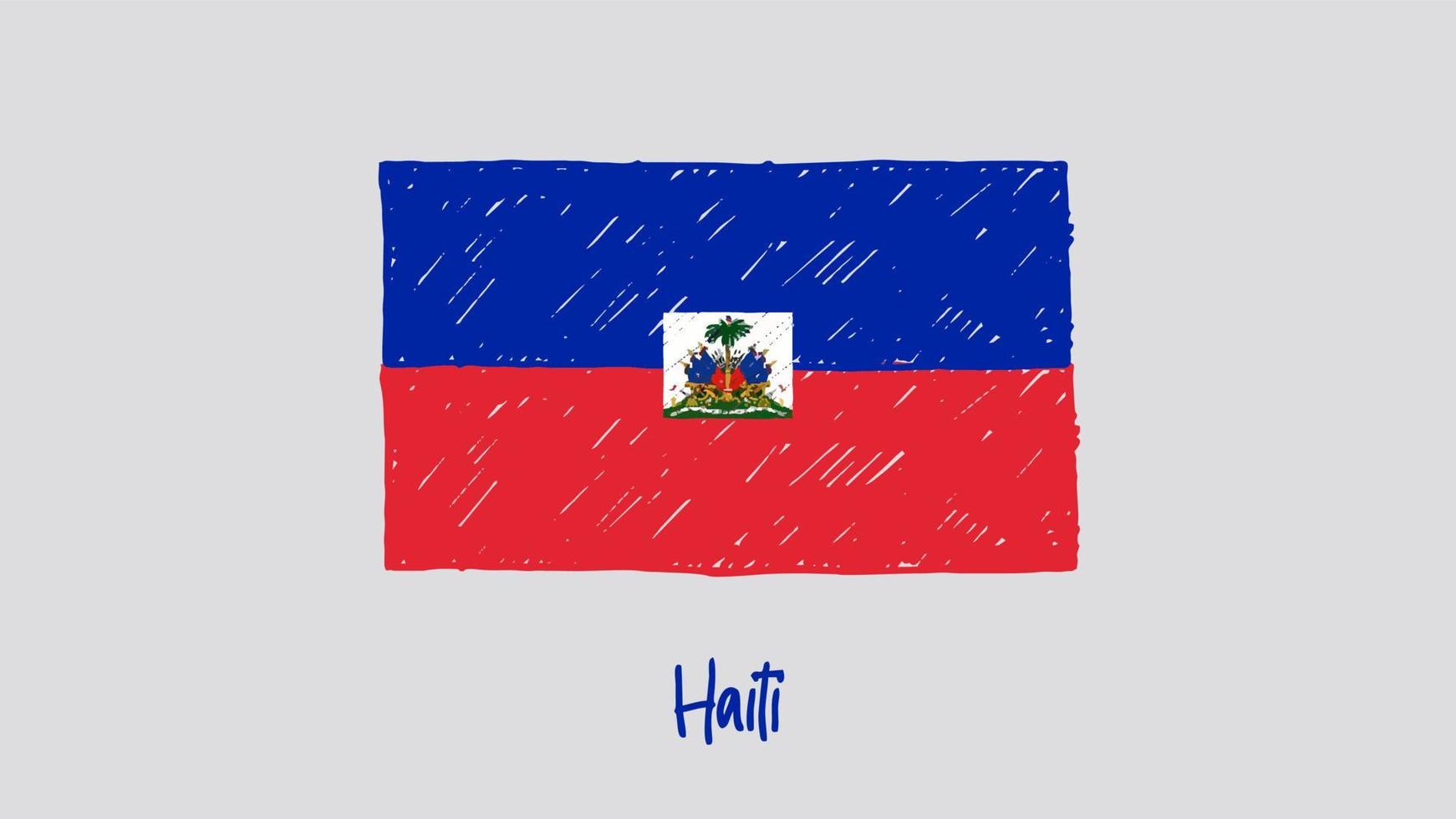 Haiti Flag Marker or Pencil Sketch Illustration Vector