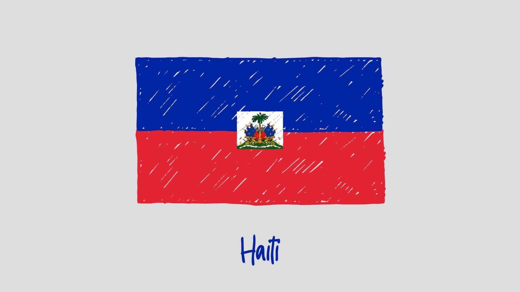 marcador de bandera de haití o vector de ilustración de dibujo a lápiz