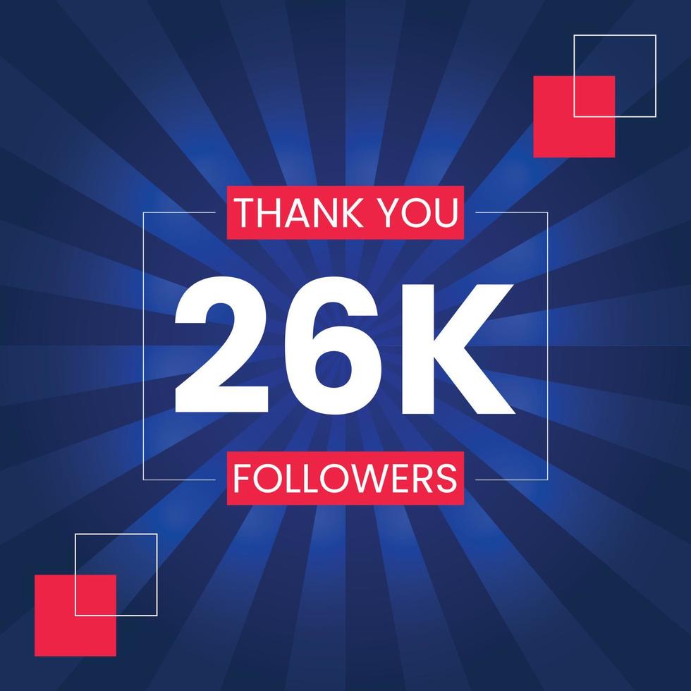 Thank you 26K Followers Vector Design Template