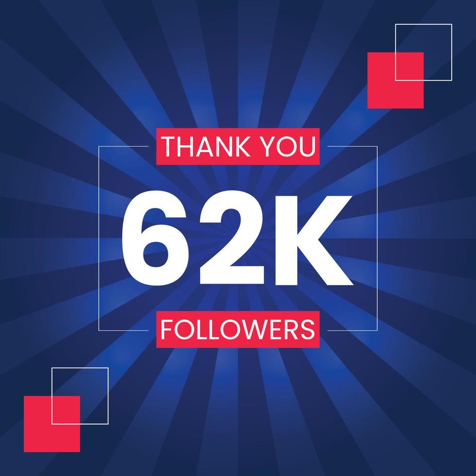 Thank you 62K Followers Vector Design Template