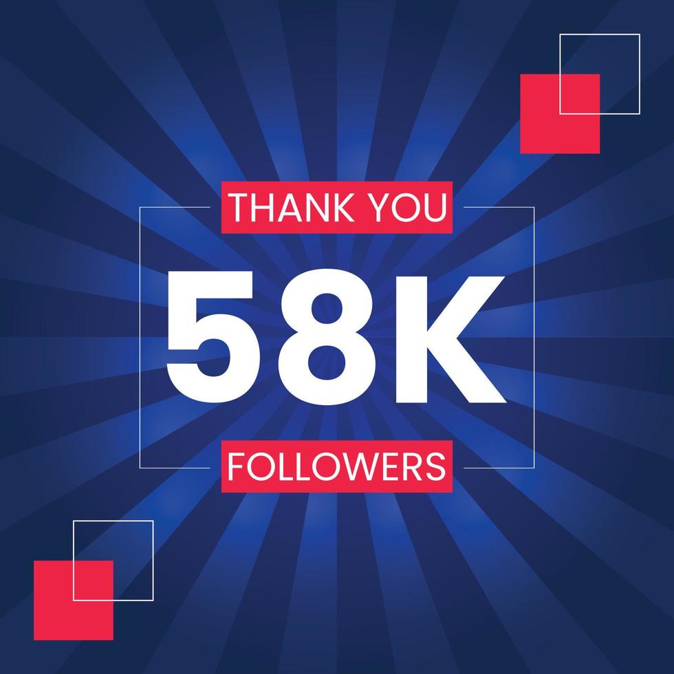 Thank you 58K Followers Vector Design Template
