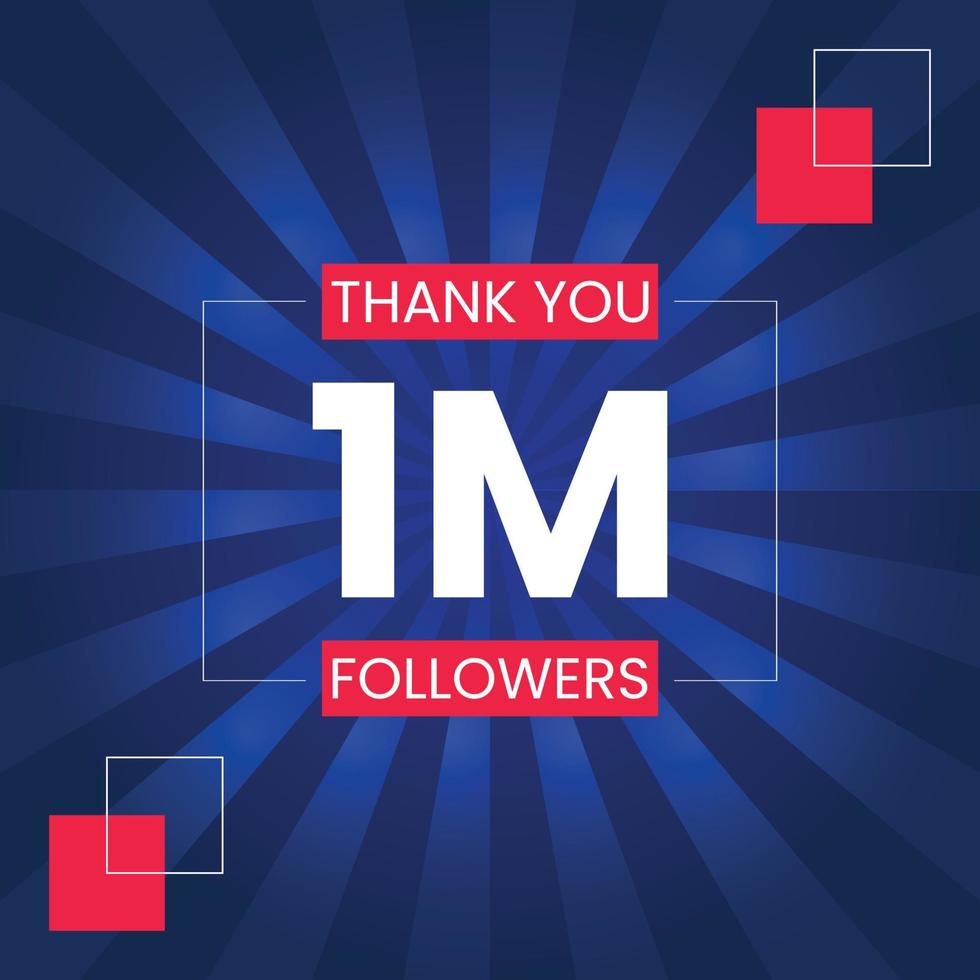 Thank you 1 Million Followers Vector Design Template