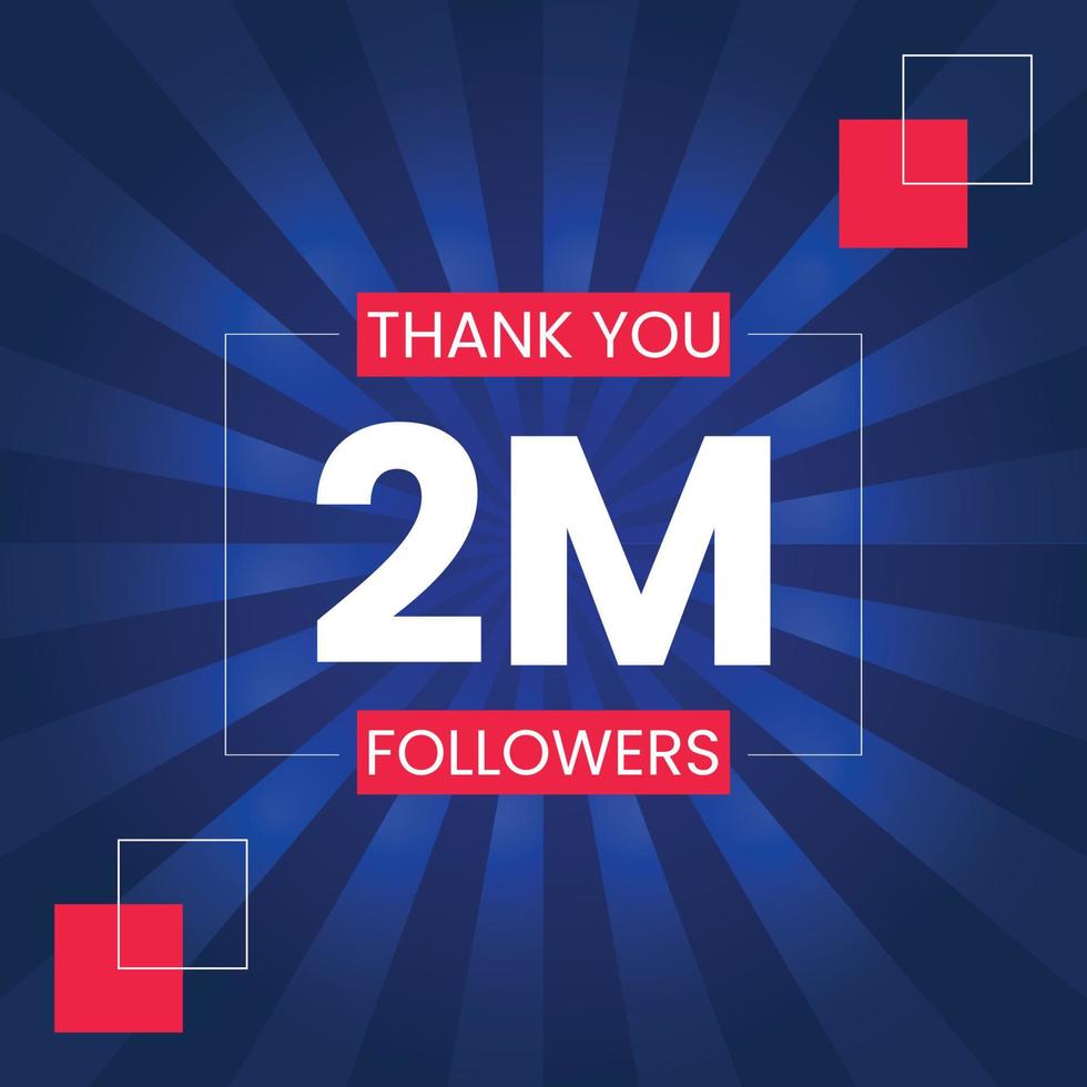 Thank you 2 Million Followers Vector Design Template