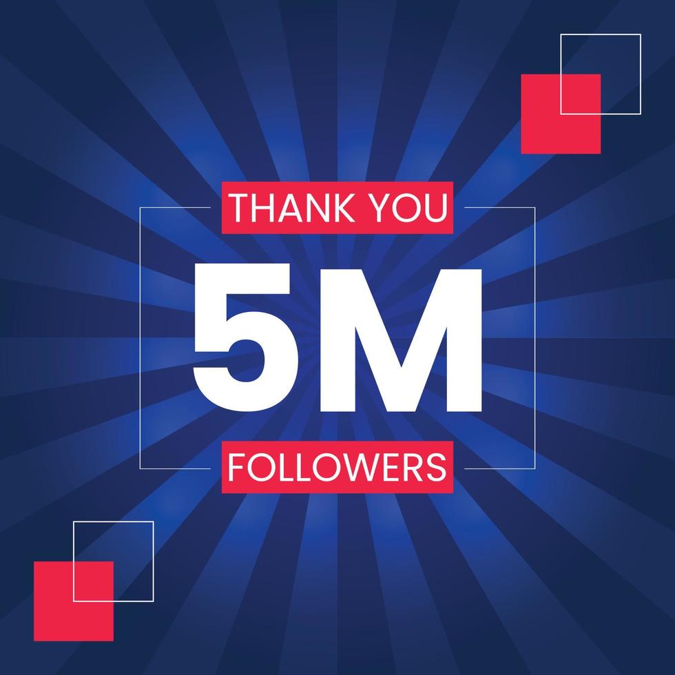 Thank you 5 Million Followers Vector Design Template