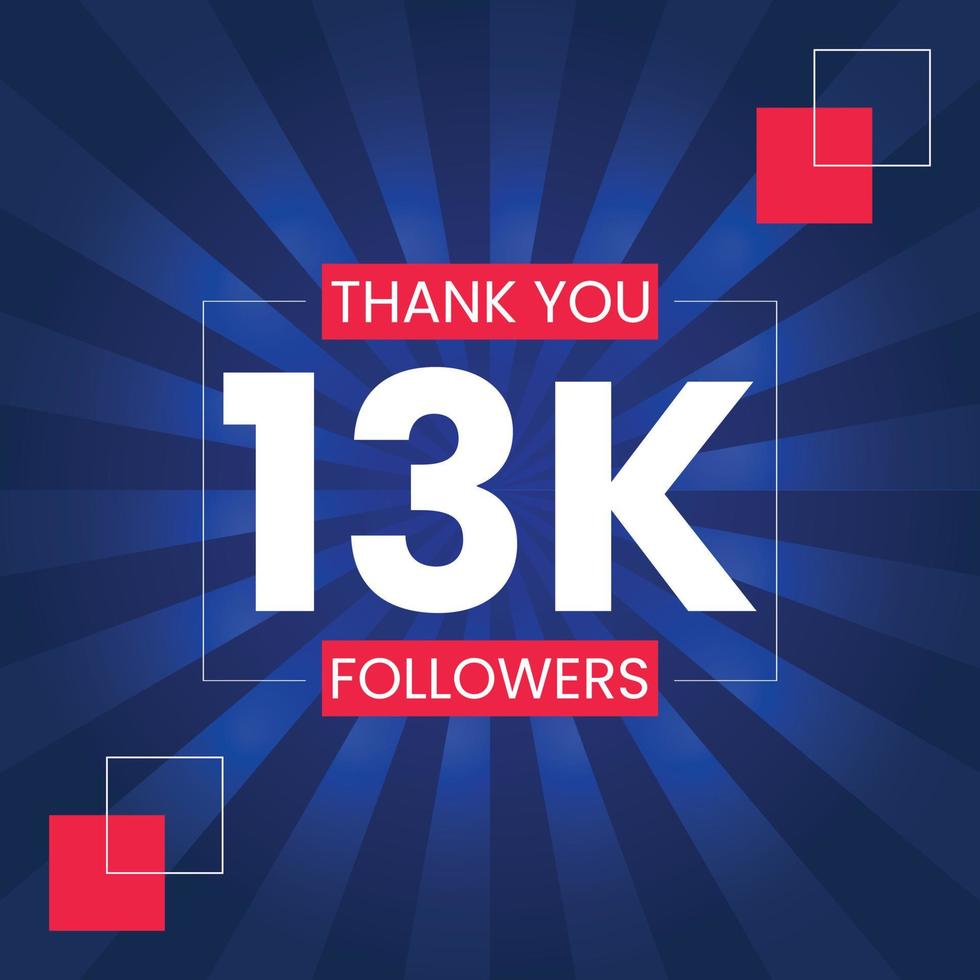 Thank you 13K Followers Vector Design Template