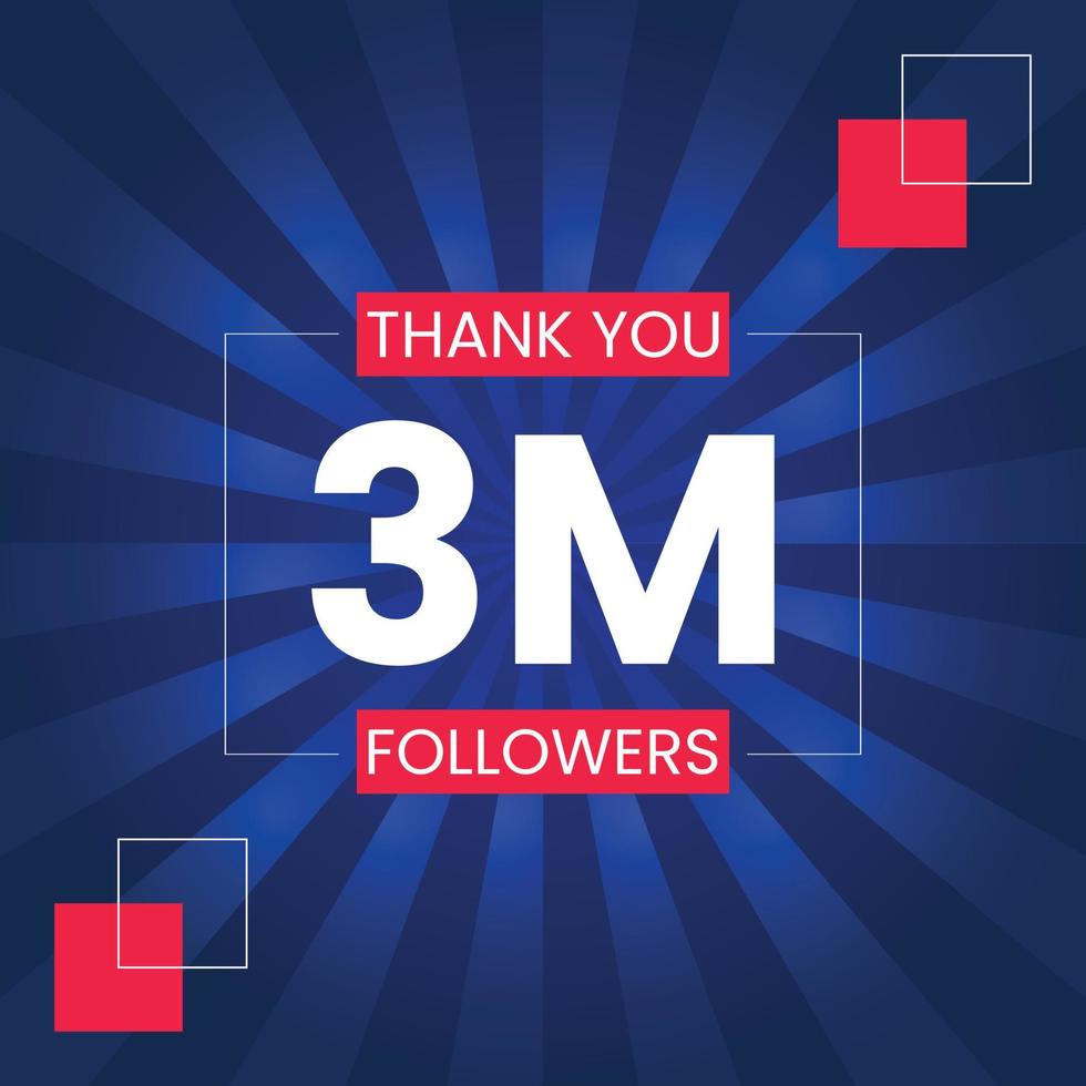 Thank you 3 Million Followers Vector Design Template