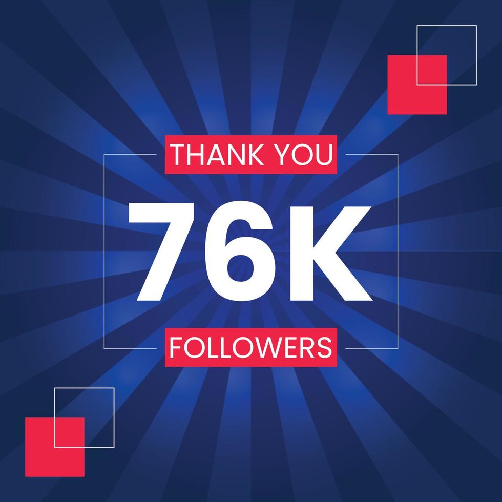 Thank you 76K Followers Vector Design Template