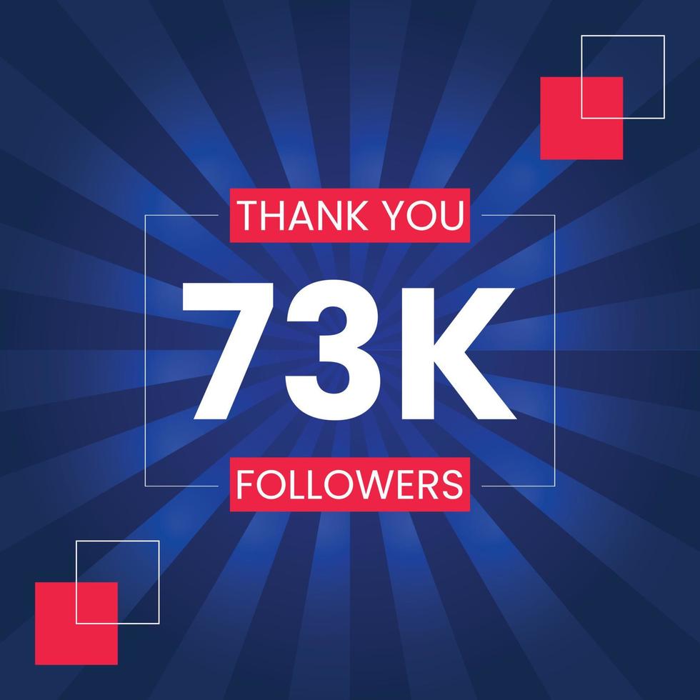 Thank you 73K Followers Vector Design Template