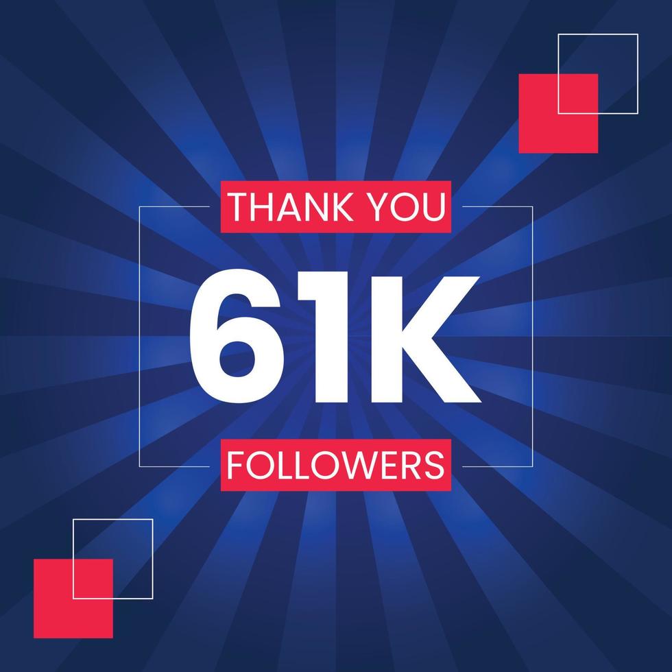 Thank you 61K Followers Vector Design Template