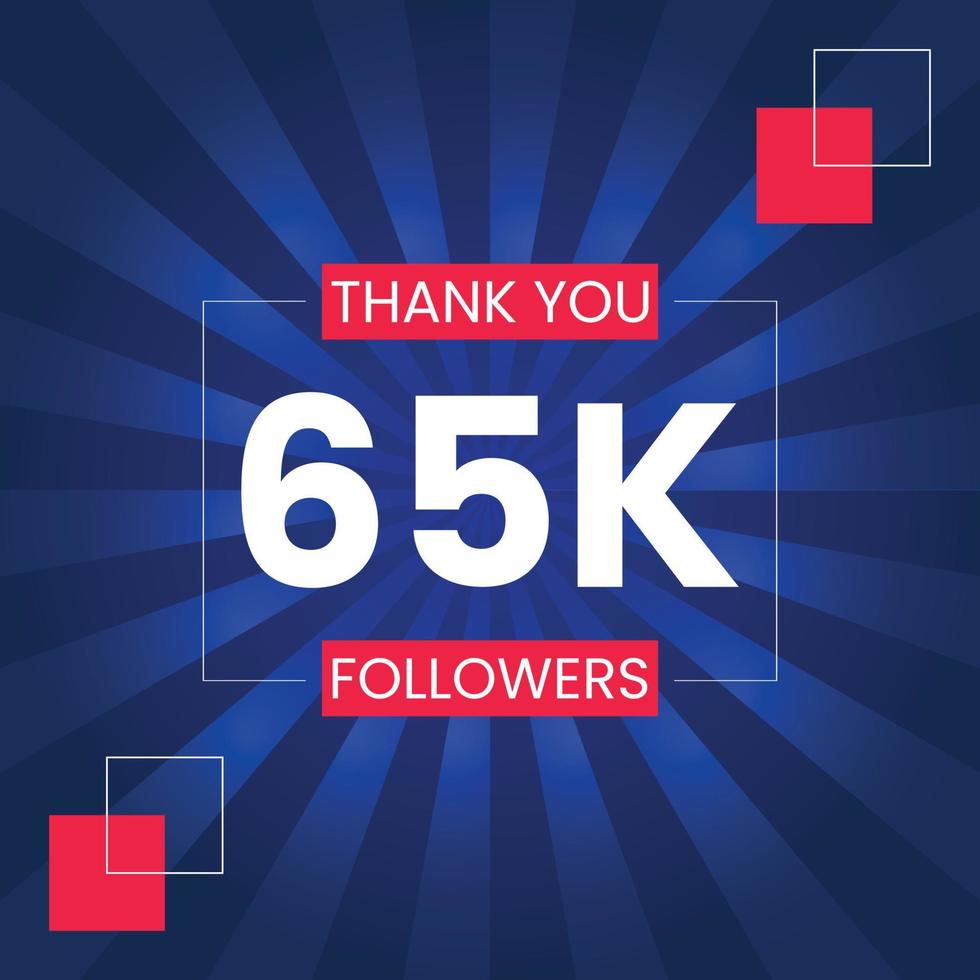 Thank you 65K Followers Vector Design Template