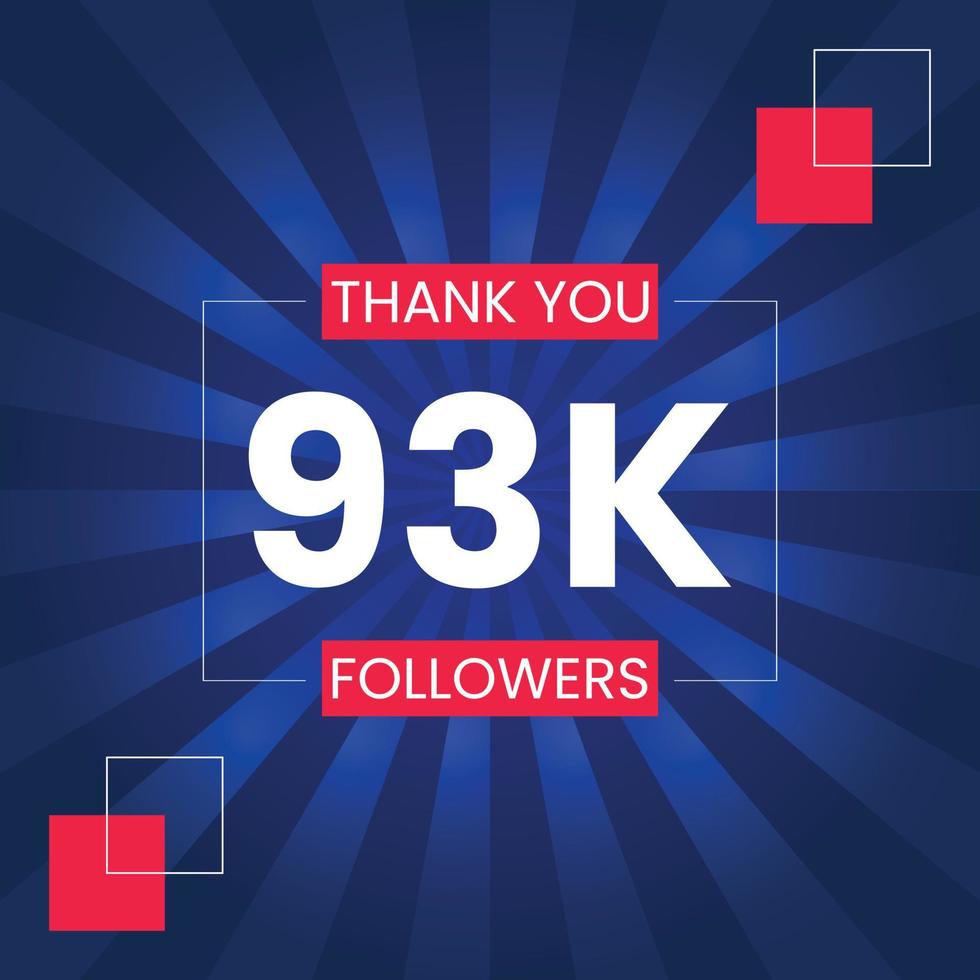 Thank you 93K Followers Vector Design Template