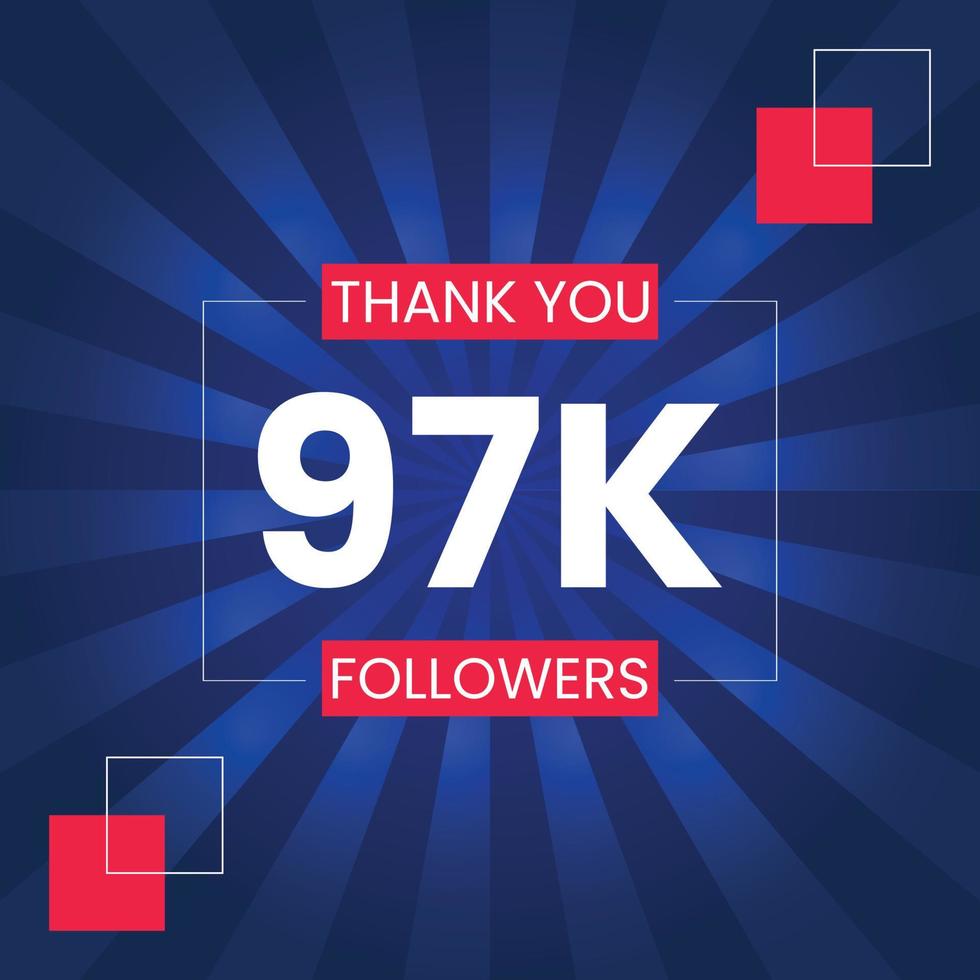 Thank you 97K Followers Vector Design Template