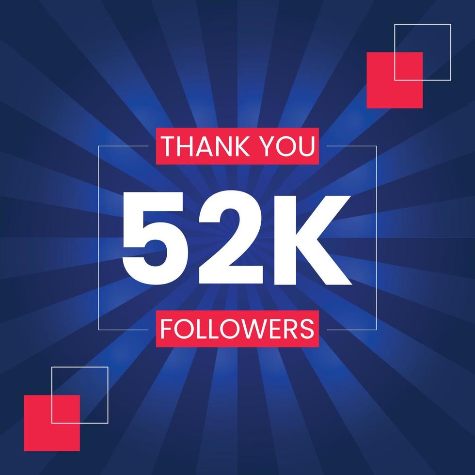 Thank you 52K Followers Vector Design Template