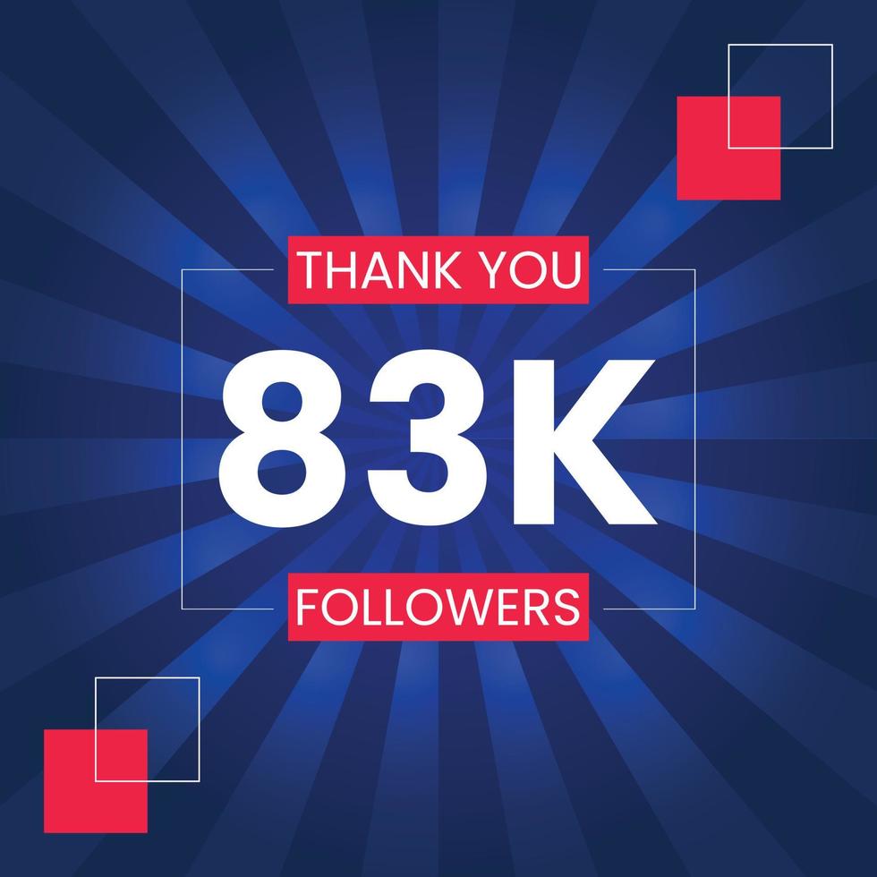 Thank you 83K Followers Vector Design Template