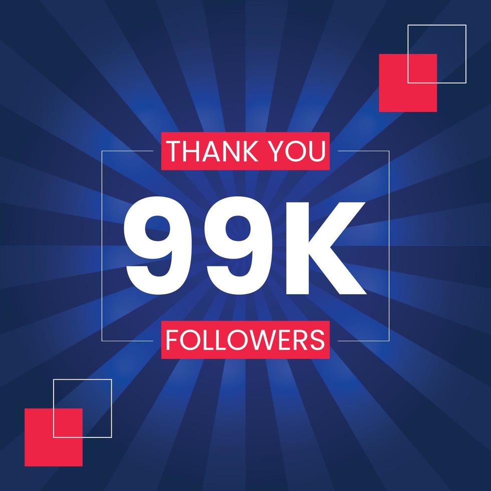 Thank you 99K Followers Vector Design Template