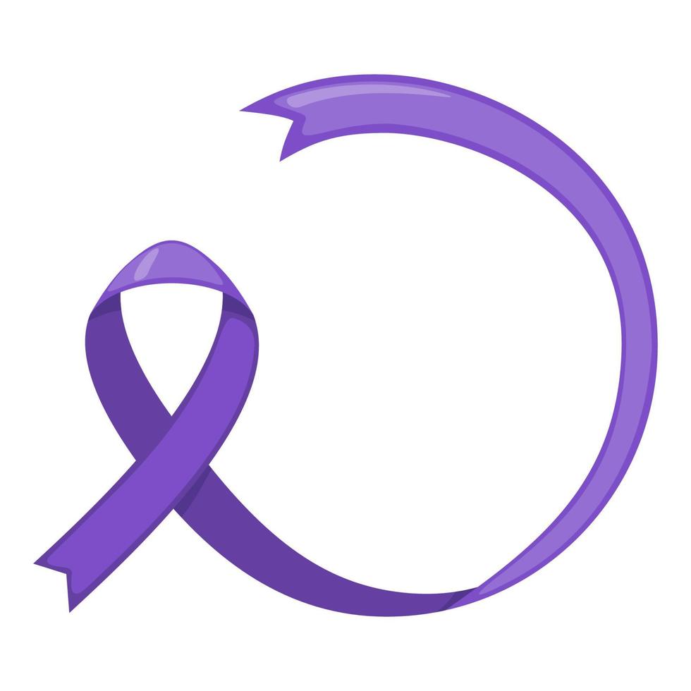 Purple ribbon icon in flat style isolated on white background. Symbol for Dementia awareness month. Alzheimers disease. Vector illustration. Healthcare medical concept.