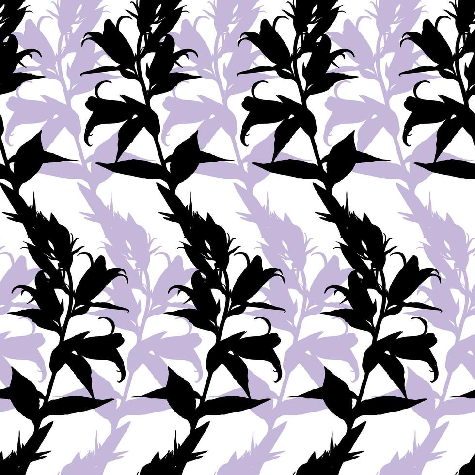 Floral seamless pattern with blue bells isolated on white. Background with flowers. Design element for fabric, textile, wallpapers and etc. Vector illustration.