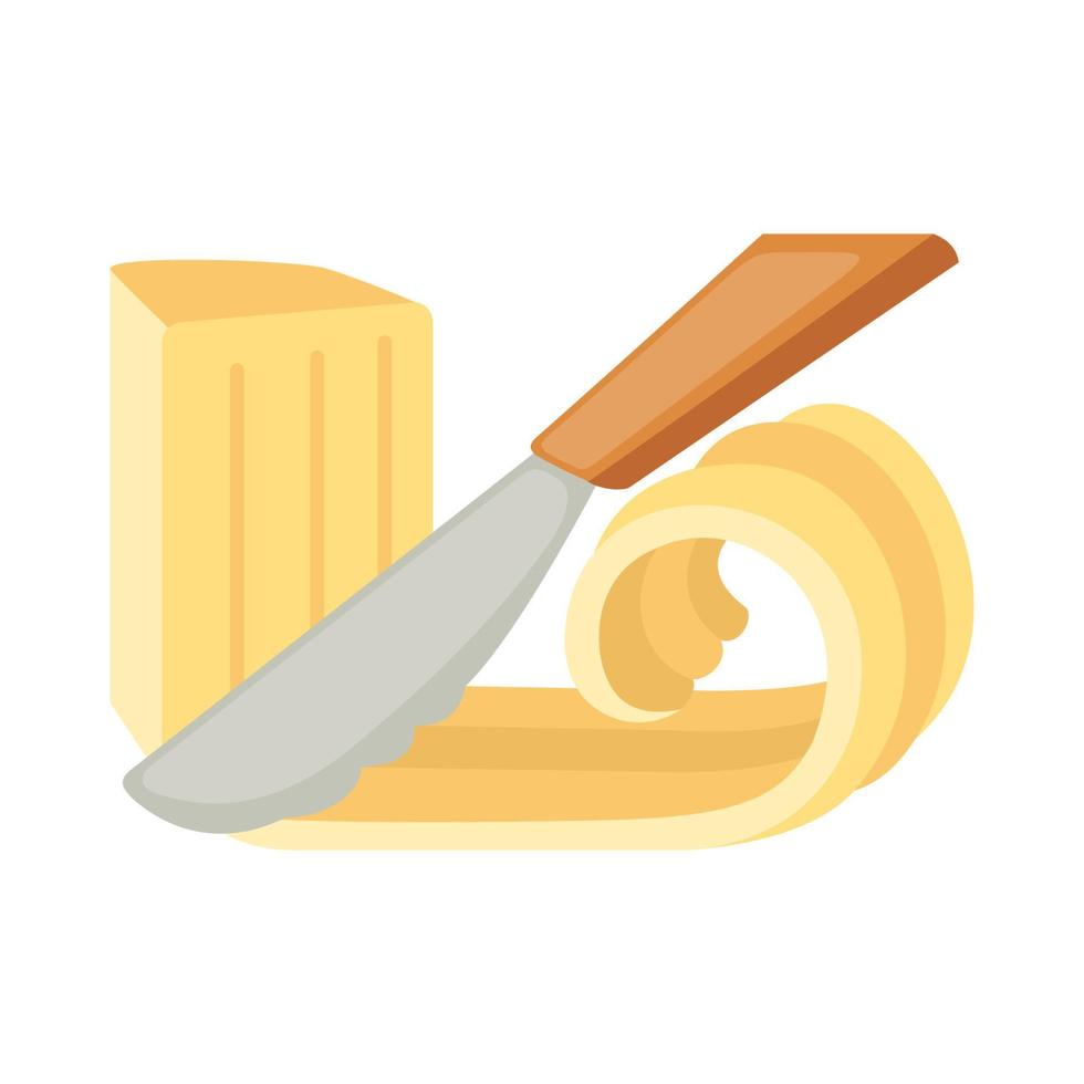 Knife in butter icon in flat style isolated on white background. Vector illustration.