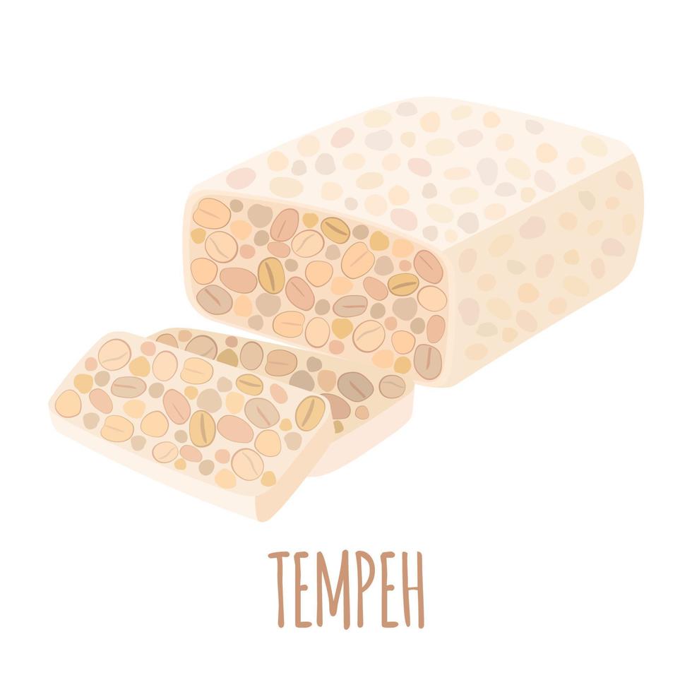 icono de tempeh de soja en estilo plano aislado sobre fondo blanco. comida vegetariana saludable. ilustración vectorial vector