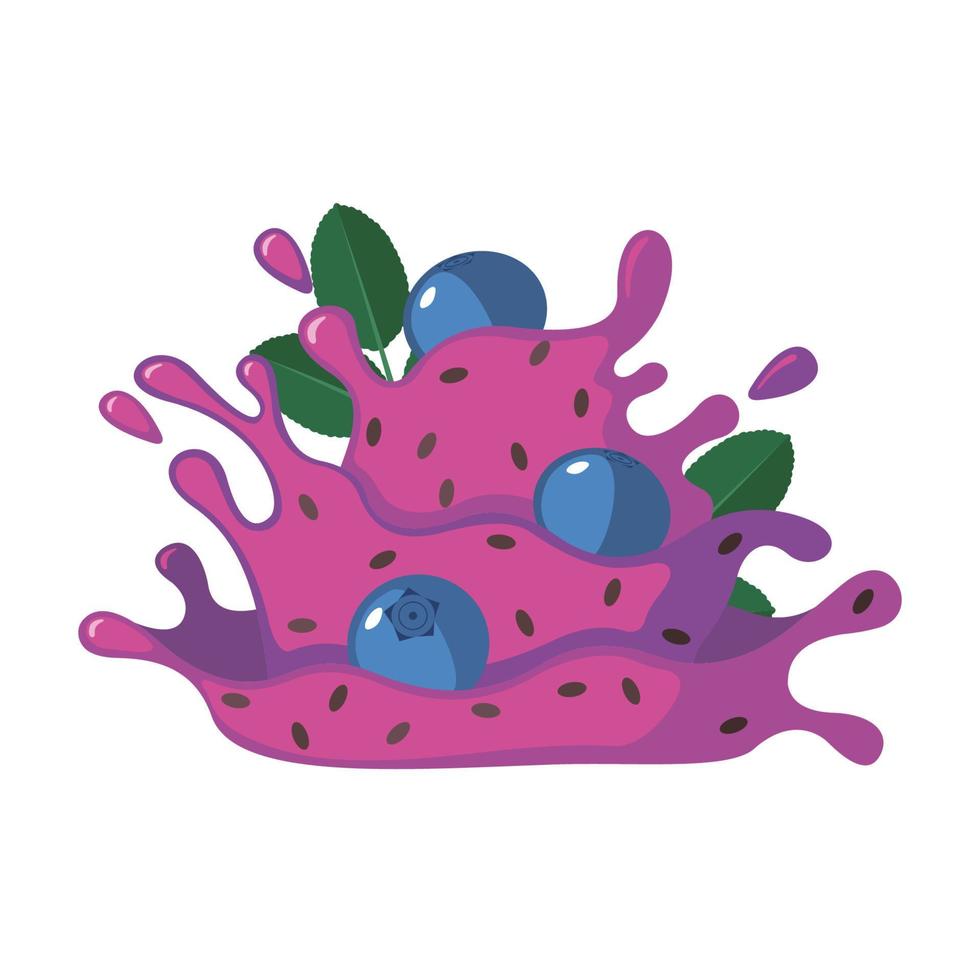 Blueberry Jam icon with chia seeds in flat style isolated on white background. Vector illustration. Cartoon tasty jam.