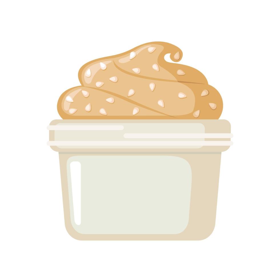 Tahini sesame seed paste icon in flat style isolated on white background. Traditional food in Palestine. Vector illustration.