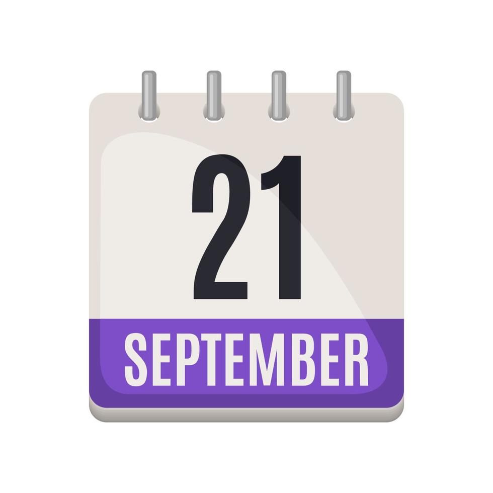 September 21 calendar Icon in flat style isolated on white background. World Alzheimers day. Healthcare medical concept. Vector illustration.