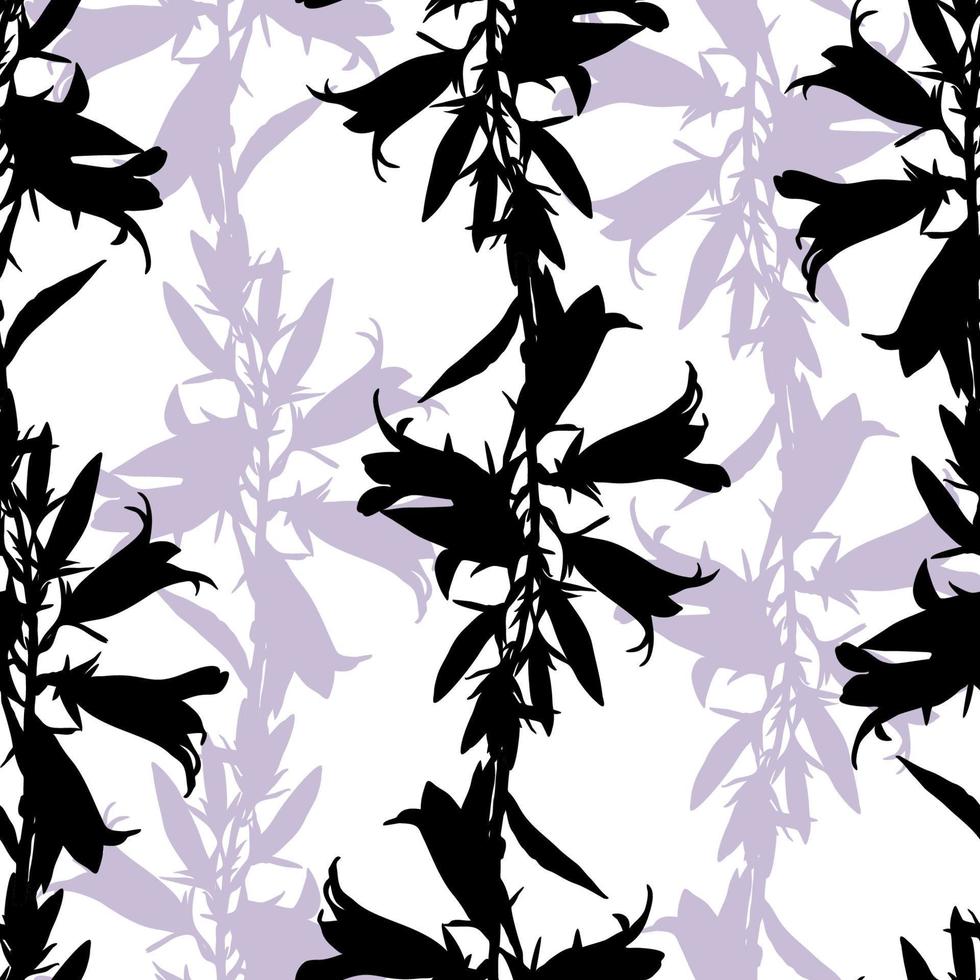patrón floral transparente con campanas azules aisladas en blanco. fondo con flores. elemento de diseño para tela, textil, papel pintado y etc. ilustración vectorial. vector