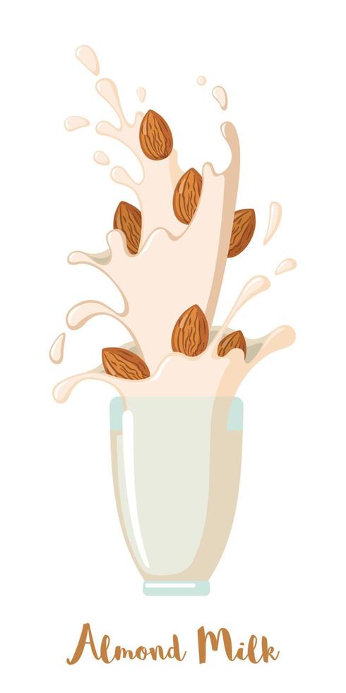 icono de leche de almendras en estilo plano aislado sobre fondo blanco. ilustración vectorial vector