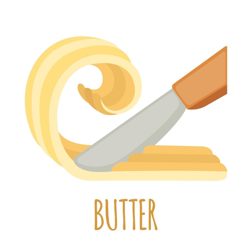 Knife in butter icon in flat style isolated on white background. Vector illustration.