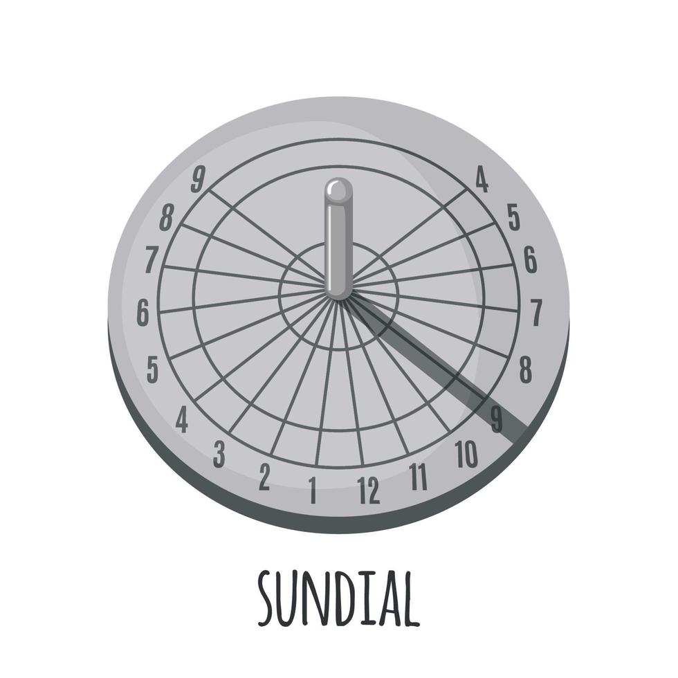 Sundial icon in flat style isolated on a white background. Vector illustration.