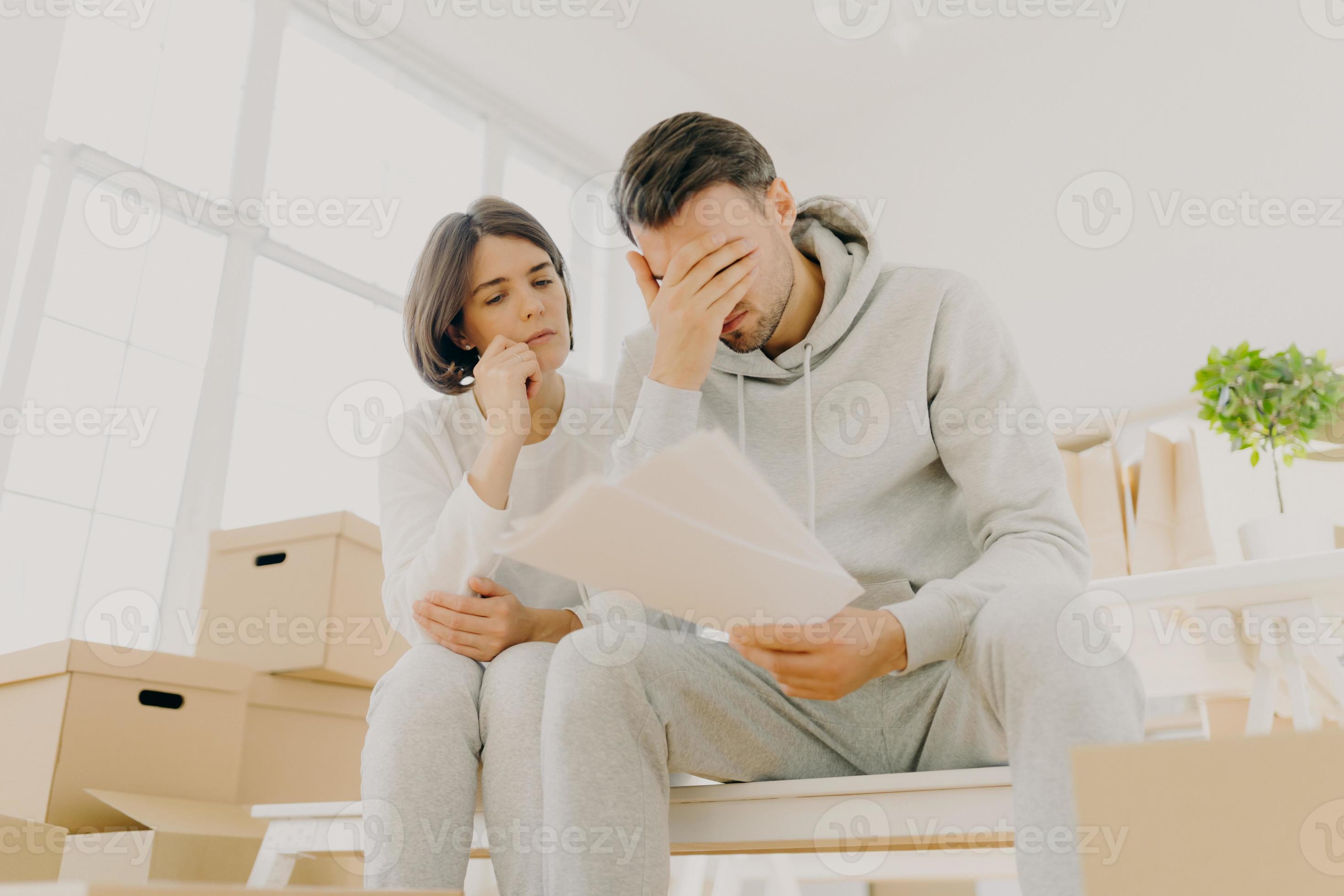 Distressed family couple have debt