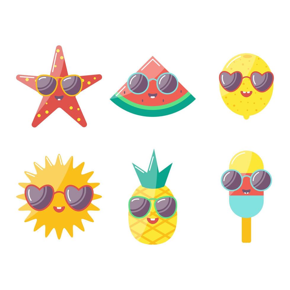 vector cartoon set of summer characters