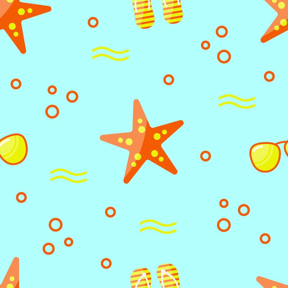 seamless vector sea pattern starfish goggles and slippers