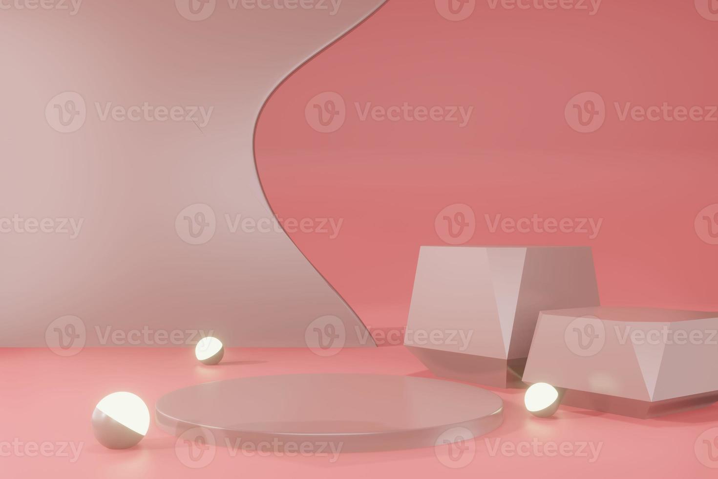 3d rendering illustration of podium stage display showcase for product placement in minimal design. photo