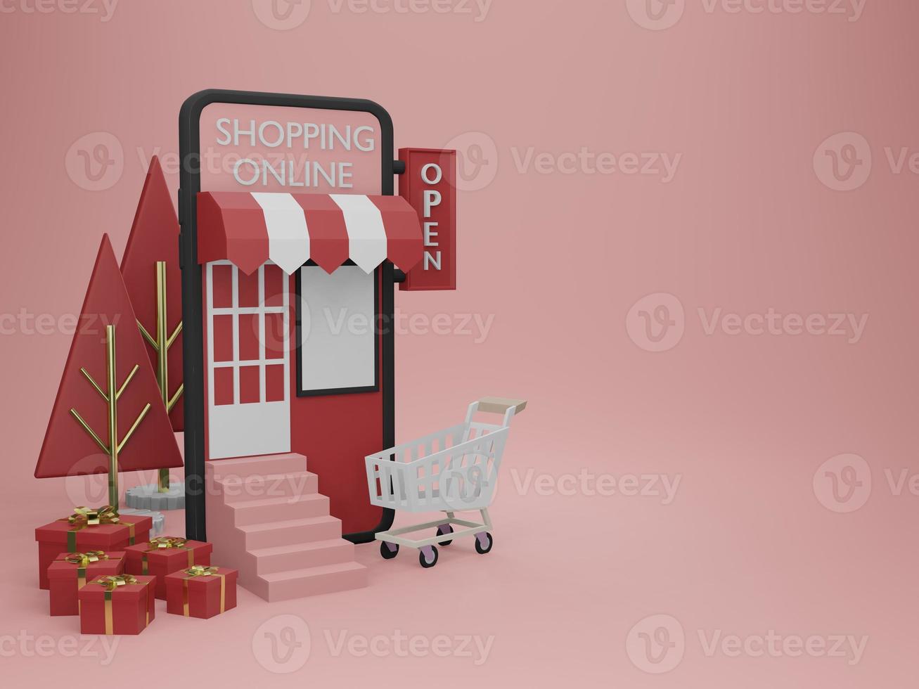 delivery to home from online shopping in 3D illustration rendering photo