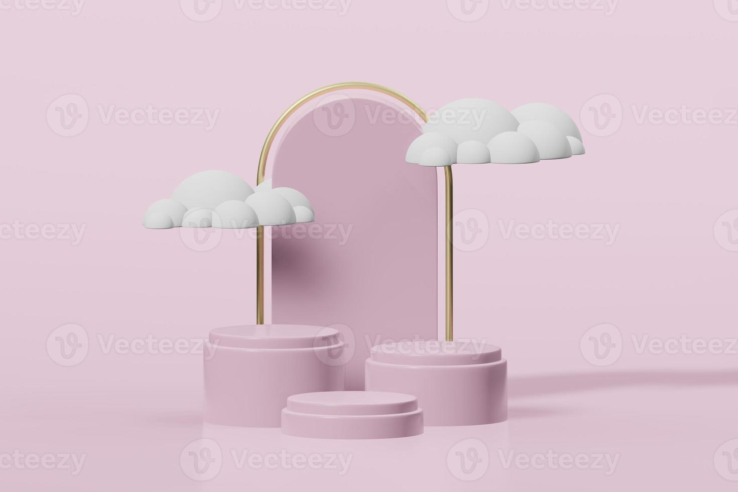 3d rendering illustration of podium display showcase for product placement in minimal design. podium stage showcase photo