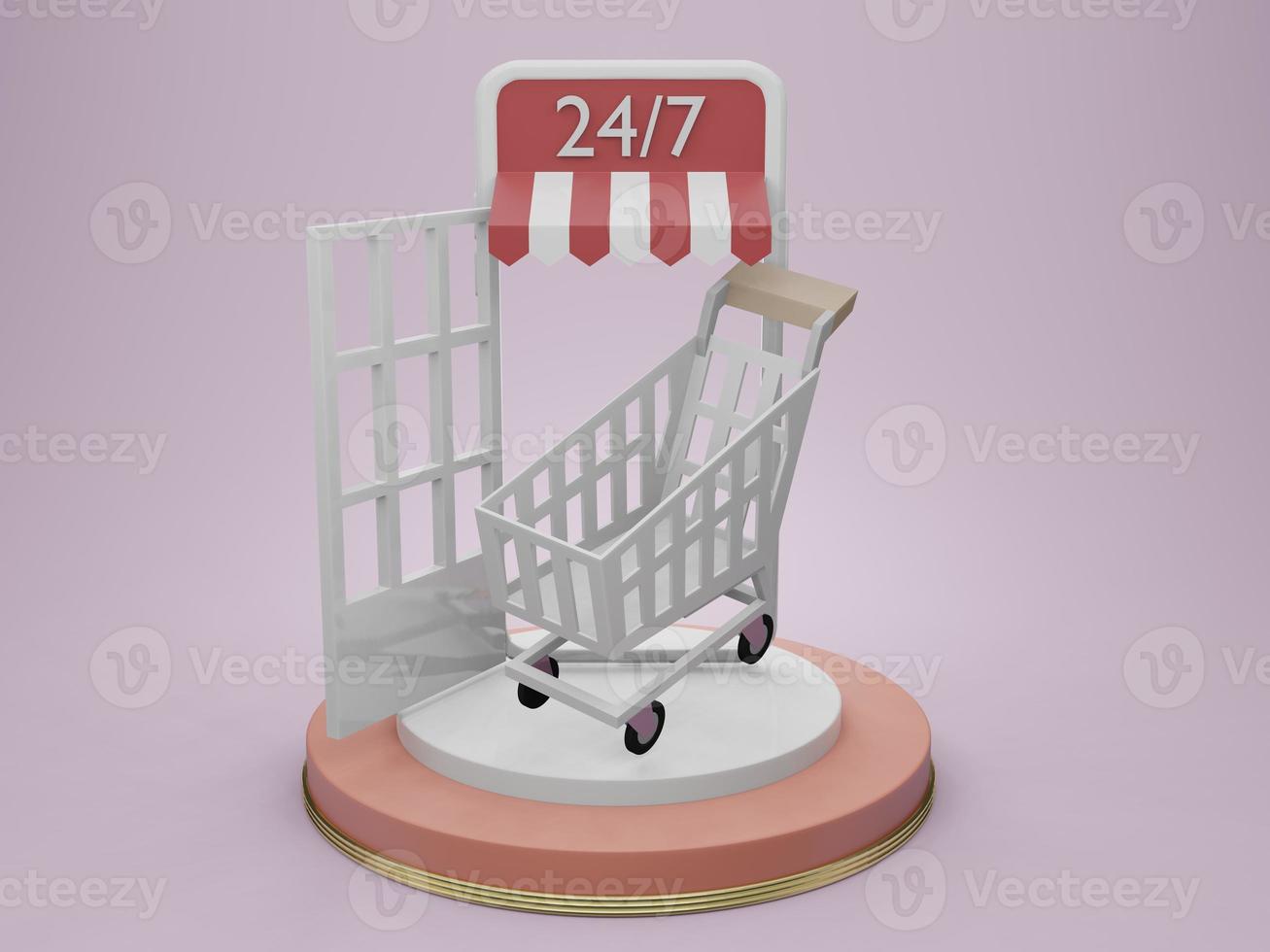 delivery to home from online shopping in 3D illustration rendering photo