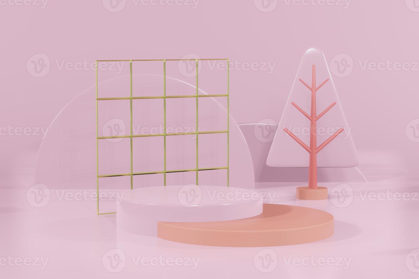 3d rendering illustration of podium for product placement in minimal design in christmas theme. podium stage showcase photo