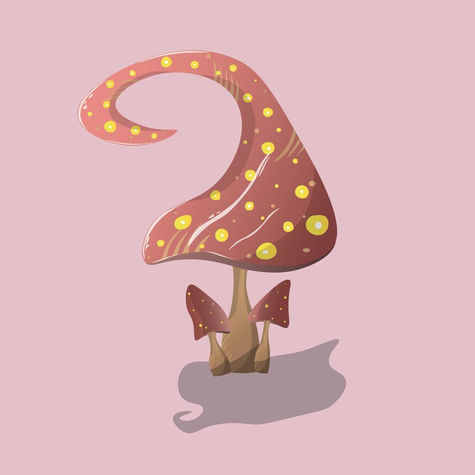 Beautiful hand drown fantasy mushrooms set. Vector magic unusual nature elements, isolated on white background