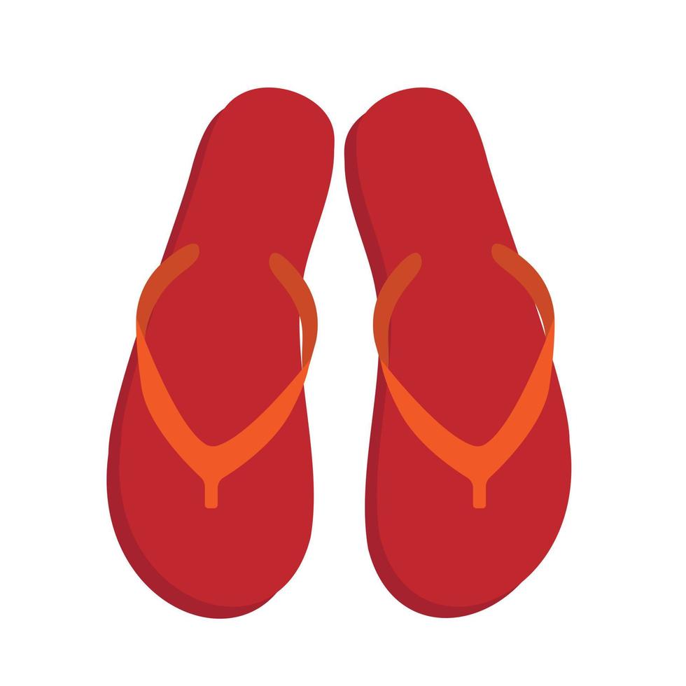 las chanclas se aíslan sobre un fondo blanco. icono de zapatillas. chanclas de colores rojo, rayas naranjas aisladas. ilustración vectorial vector