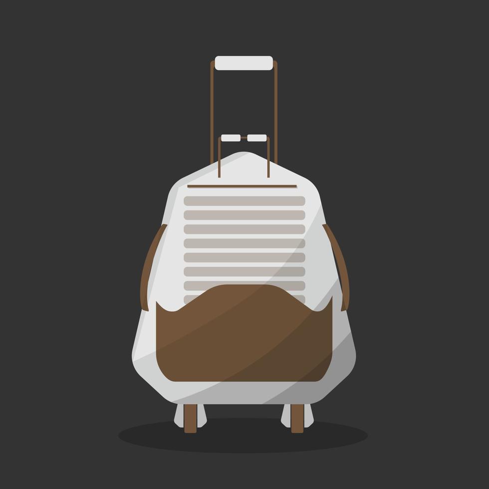 Cartoon luggage suitcase on wheels. Isolate on a grey background. Vector illustration