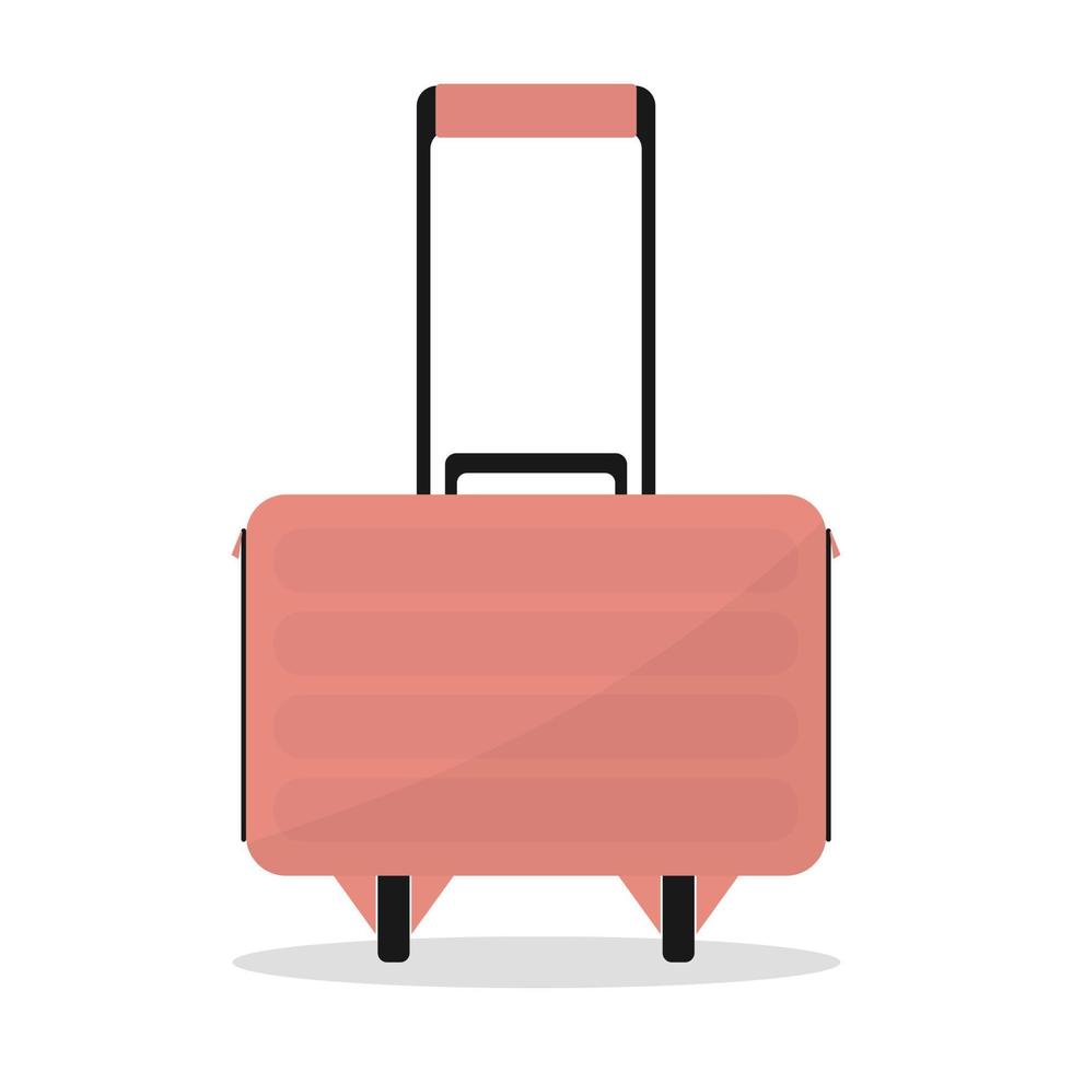 Cartoon luggage suitcase on wheels. Isolate on a white background. Vector illustration