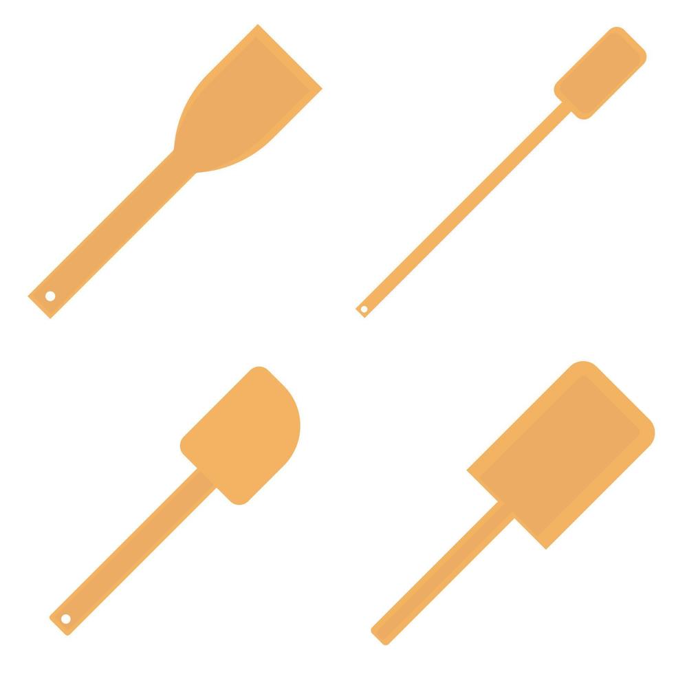 set of Wooden cooking spatula. Kitchen Tool. Vector illustration, isolated on white background