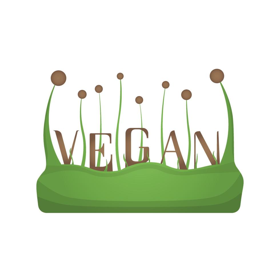 icono de vector vegano. símbolo orgánico, bio, eco. comida vegana, sin carne, sin lactosa, sana, fresca y no violenta. Ilustración de vector verde redondo con hojas para pegatinas, etiquetas y logotipos